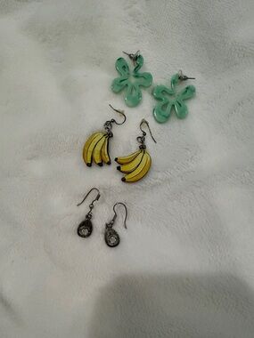 Kids Banana Dangle Earrings - Yellow